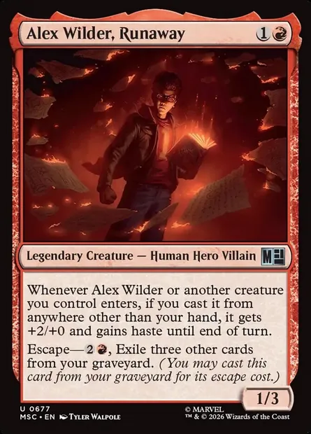 Alex Wilder, Runaway, Magic card MSC 677 — Marvel Super Heroes Commander set