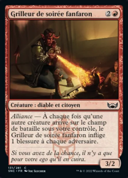 Grilleur de soirée fanfaron, carte Magic SNC 131 — extension Les rues de la Nouvelle-Capenna