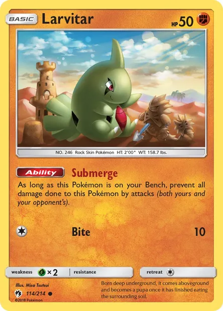Larvitar, Pokémon card LOT 114 — Lost Thunder set