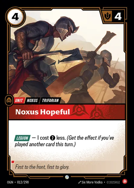 Noxus Hopeful, Riftbound card OGN 012 — Origins set