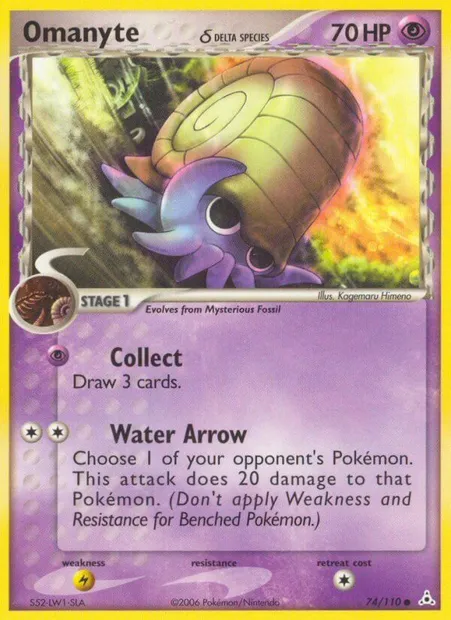 Omanyte δ, Pokémon card HP 74 — Holon Phantoms set