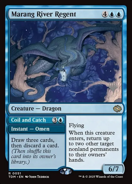 Marang River Regent // Coil and Catch, Magic card PTDM 51p — Tarkir: Dragonstorm Promos set
