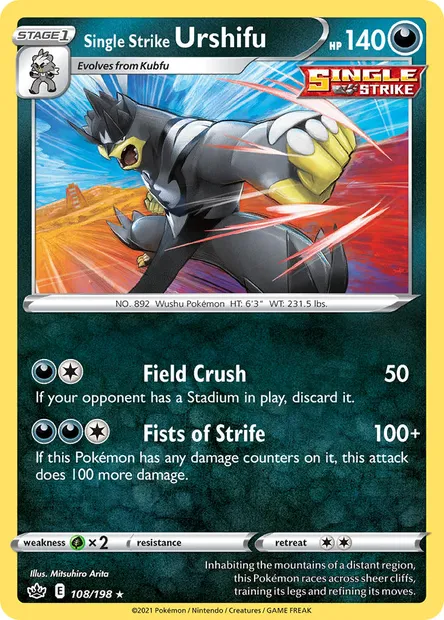 Single Strike Urshifu, Pokémon card CRE 108 — Chilling Reign set