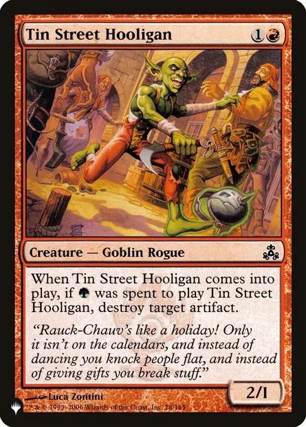Tin Street Hooligan, Magic card PLST GPT-78 — The List set