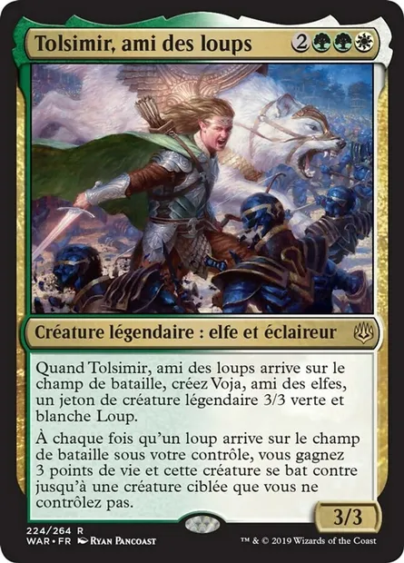 Tolsimir, ami des loups, carte Magic WAR 224 — extension La guerre des Planeswalkers