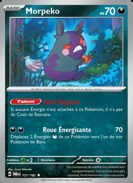 Morpeko, carte Pokémon PAR 121 — extension Faille Paradoxe