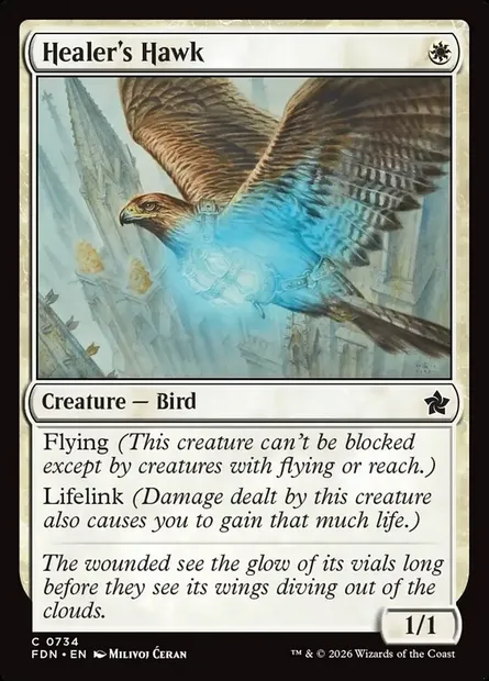 Healer's Hawk, Magic card FDN 734 — Foundations set