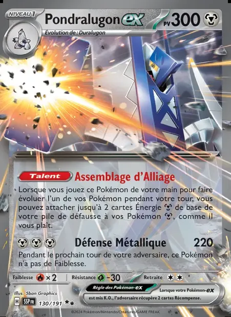 Pondralugon-ex, carte Pokémon SSP 130 — extension Étincelles Déferlantes