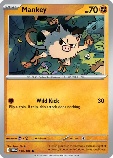 Mankey, Pokémon card DRI 090 — Destined Rivals set