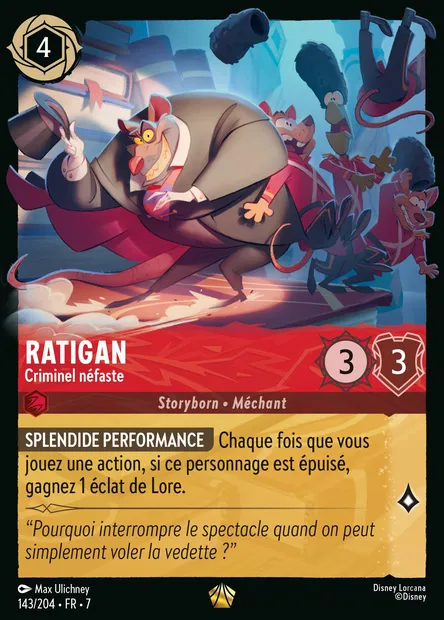 Ratigan - Criminel néfaste, carte Disney Lorcana CH7-143 — extension L'île d'Archazia