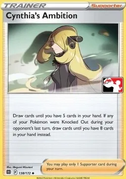 Ambition de Cynthia, carte Pokémon PPS 138-3 — extension Play! Pokémon Prize Pack Series