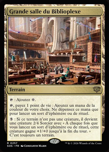 Grande salle du Biblioplexe, carte Magic SOS 257 — extension Secrets of Strixhaven