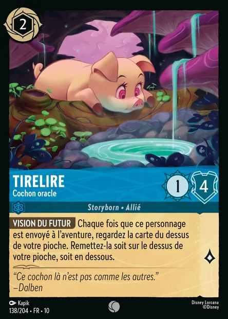 Tirelire - Cochon oracle, carte Disney Lorcana CH10-138 — extension Lueurs dans les Profondeurs