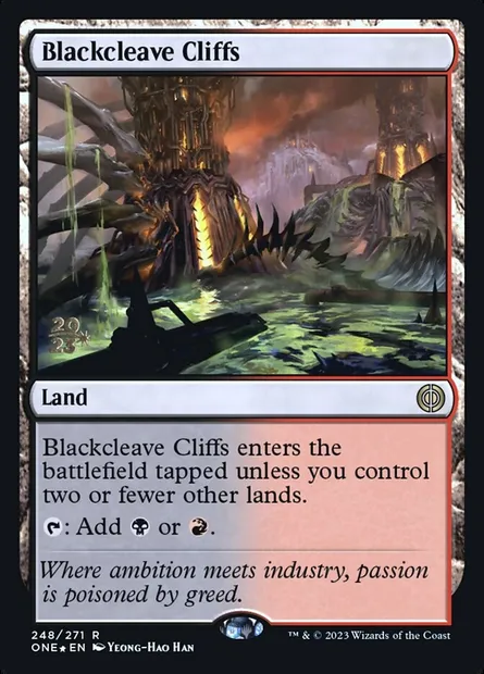 Blackcleave Cliffs, Magic card PONE 248s — Phyrexia: All Will Be One Promos set