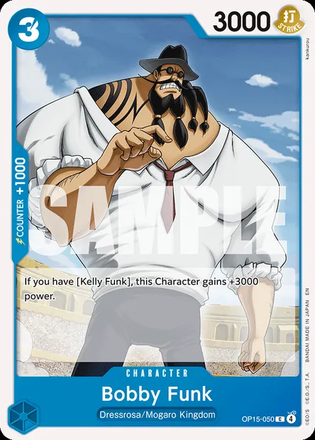 Bobby Funk, One Piece card OP15-050 — ADVENTURE ON KAMI’S ISLAND set