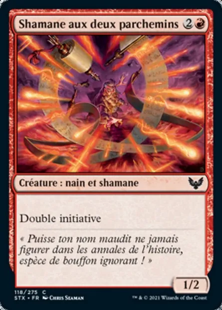 Shamane aux deux parchemins, carte Magic STX 118 — extension Strixhaven: l'Académie des Mages