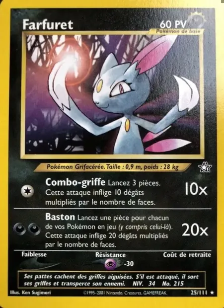 Farfuret, carte Pokémon NG 25 — extension Neo Genesis