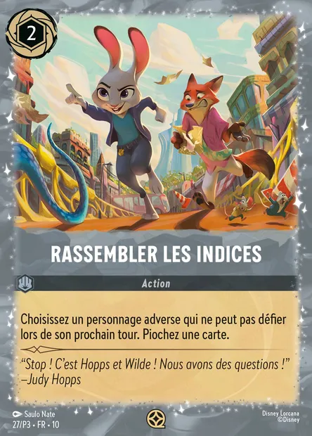 Rassembler les indices, carte Disney Lorcana P3-027 — extension P3