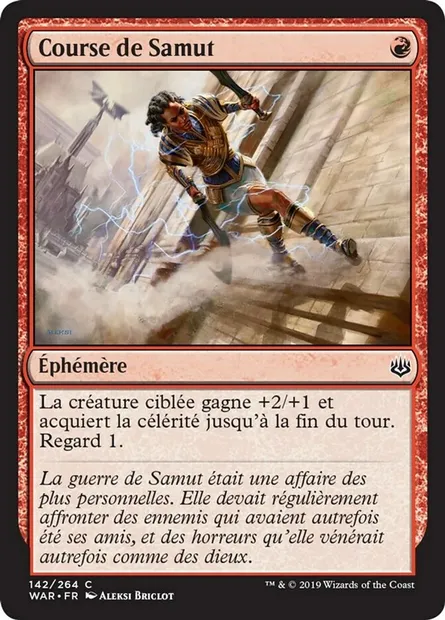 Course de Samut, carte Magic WAR 142 — extension La guerre des Planeswalkers