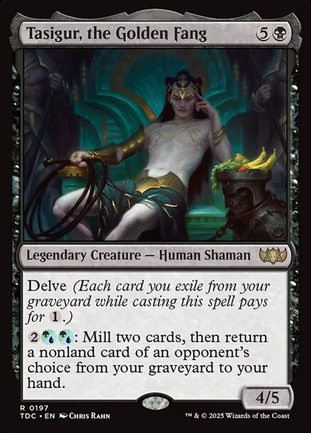 Tasigur, the Golden Fang, Magic card TDC 197 — Tarkir: Dragonstorm Commander set