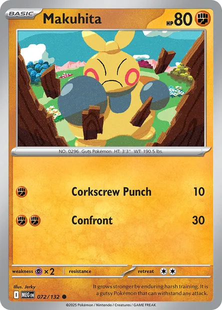 Makuhita, Pokémon card MEG 072 — Mega Evolution set