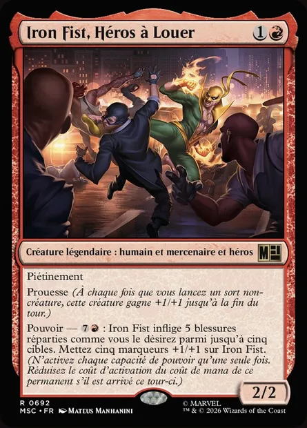 Iron Fist, Héros à Louer, carte Magic MSC 692 — extension Marvel Super Heroes Commander
