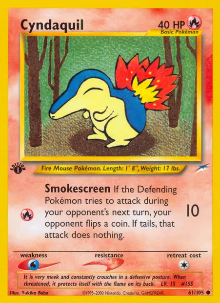 Cyndaquil, Pokémon card NDE 61 — Neo Destiny set