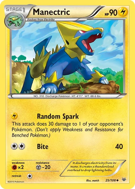 Manectric, Pokémon card ROS 25 — Roaring Skies set