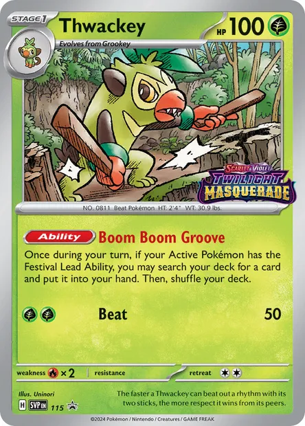 Thwackey, Pokémon card PR-SV 115 — SVP Black Star Promos set