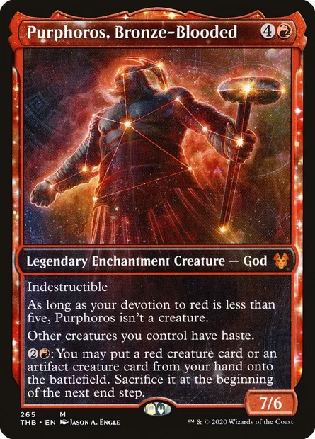 Purphoros, Bronze-Blooded, Magic card THB 265 — Theros Beyond Death set