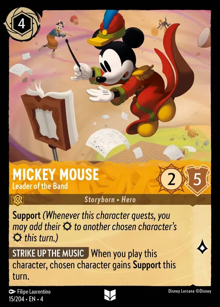 Mickey Mouse - Leader of the Band, Disney Lorcana card CH4-015 — Ursula's Return set