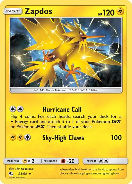 Zapdos, Pokémon card HIF 24 — Hidden Fates set
