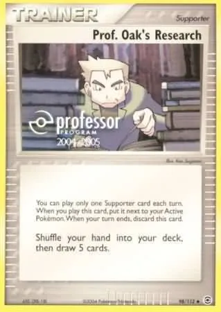 Prof. Oak's Research, Pokémon card PROF 098-2 — Professor Program set