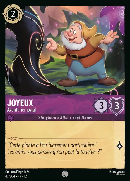 Joyeux - Aventurier jovial, carte Disney Lorcana CH12-043 — extension Contrées Inconnues