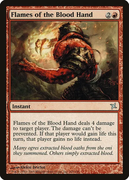 Flammes de la main de sang, carte Magic BOK 101 — extension Traîtres de Kamigawa