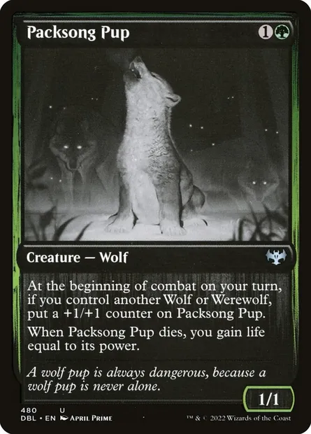 Packsong Pup, Magic card DBL 480 — Innistrad: Double Feature set