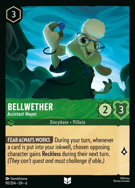Bellwether - Assistant Mayor, Disney Lorcana card CH6-090 — Azurite Sea set