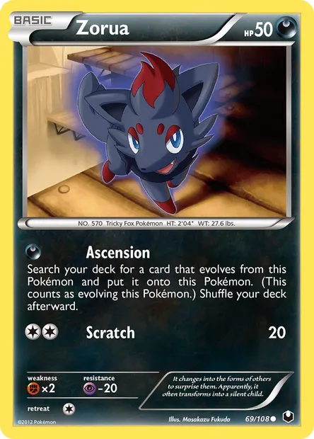 Zorua, Pokémon card DEX 69 — Dark Explorers set