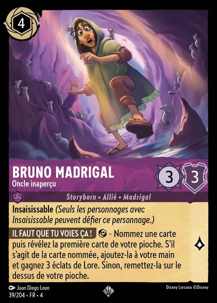 Bruno Madrigal - Oncle inaperçu, carte Disney Lorcana CH4-039 — extension Le Retour d'Ursula