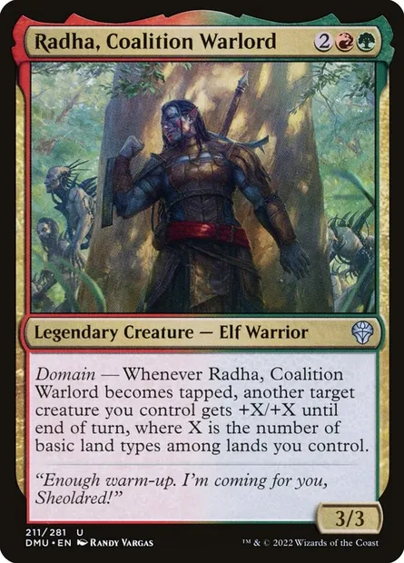 Radha, Coalition Warlord, Magic card DMU 211 — Dominaria United set