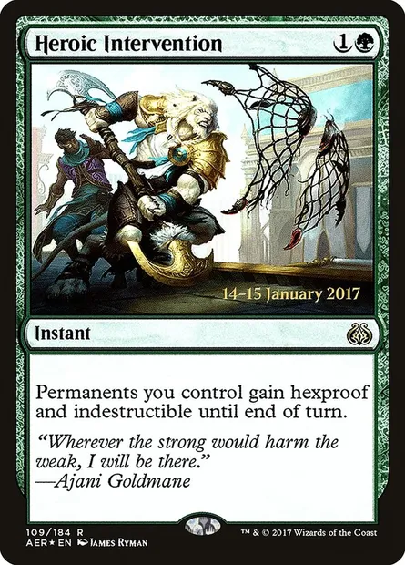 Intervention héroïque, carte Magic PAER 109s — extension Aether Revolt Promos