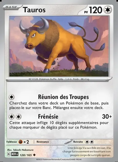 Tauros, carte Pokémon MEW 128 — extension 151