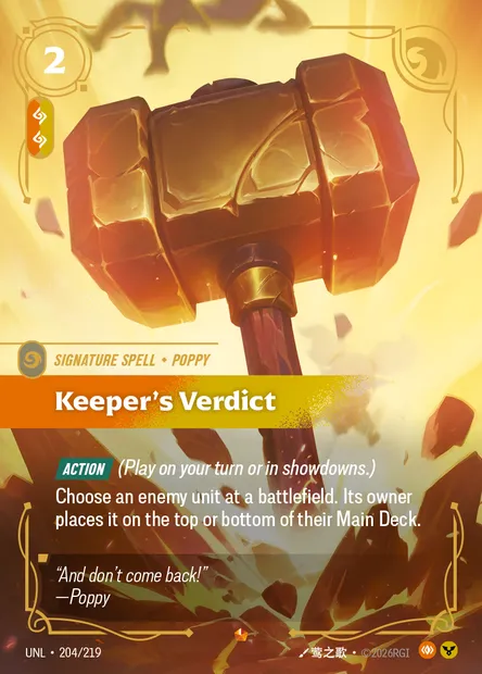 Keeper's Verdict, carte Riftbound UNL 204 — extension Unleashed