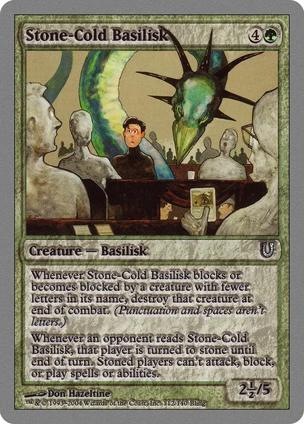 Stone-Cold Basilisk, carte Magic UNH 112 — extension Unhinged
