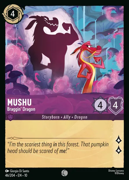 Mushu - Braggin' Dragon, Disney Lorcana card CH10-046 — Whispers in the Well set