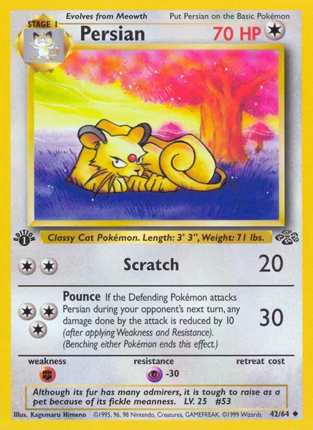 Persian, Pokémon card JU 42 — Jungle set