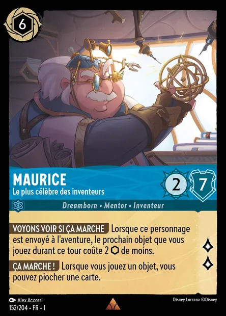 Maurice - Le plus célèbre des inventeurs, carte Disney Lorcana CH1-152 — extension Premier Chapitre