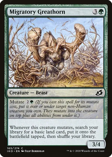 Migratory Greathorn, Magic card IKO 165 — Ikoria: Lair of Behemoths set