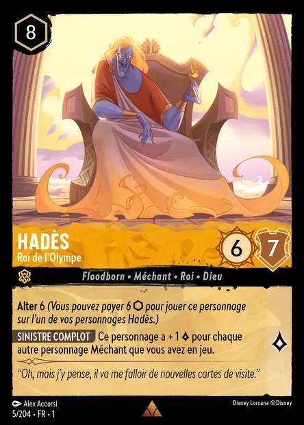 Hadès - Roi de l'Olympe, carte Disney Lorcana CH1-005 — extension Premier Chapitre