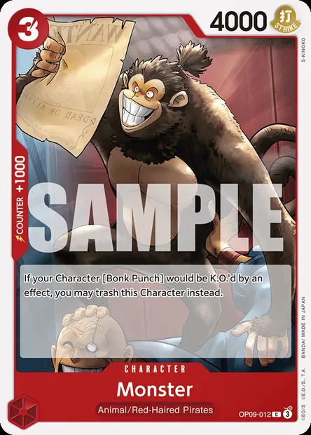 Monster, One Piece card OP09-012 — EMPERORS IN THE NEW WORLD set